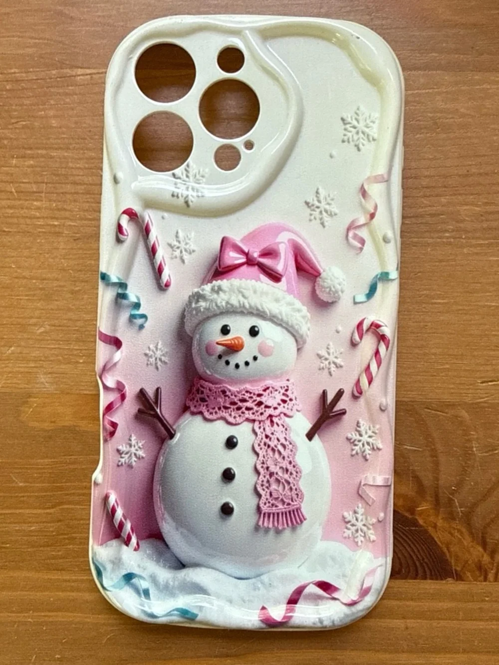 Cute Pink Snowman Phone Case - Festive Holiday Design